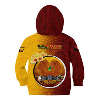 Personalized Papua New Guinea Western Province Kid Hoodie Mix Coat Of Arms Polynesian Pattern LT05 - Polynesian Pride