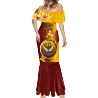 Personalized Papua New Guinea Western Province Mermaid Dress Mix Coat Of Arms Polynesian Pattern LT05 - Polynesian Pride
