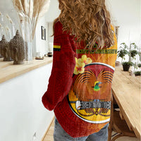 Papua New Guinea Madang Province Women Casual Shirt Mix Coat Of Arms Polynesian Pattern LT05 - Polynesian Pride