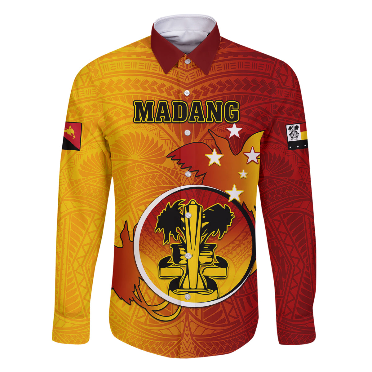 Personalized Papua New Guinea Madang Province Family Matching Summer Maxi Dress and Hawaiian Shirt Mix Coat Of Arms Polynesian Pattern LT05 Dad's Shirt - Long Sleeve Yellow - Polynesian Pride