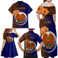 Personalized Papua New Guinea Manus Province Family Matching Off Shoulder Long Sleeve Dress and Hawaiian Shirt Mix Coat Of Arms Polynesian Pattern LT05 - Polynesian Pride