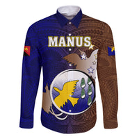 Personalized Papua New Guinea Manus Province Family Matching Puletasi Dress and Hawaiian Shirt Mix Coat Of Arms Polynesian Pattern LT05 Dad's Shirt - Long Sleeve Brown - Polynesian Pride