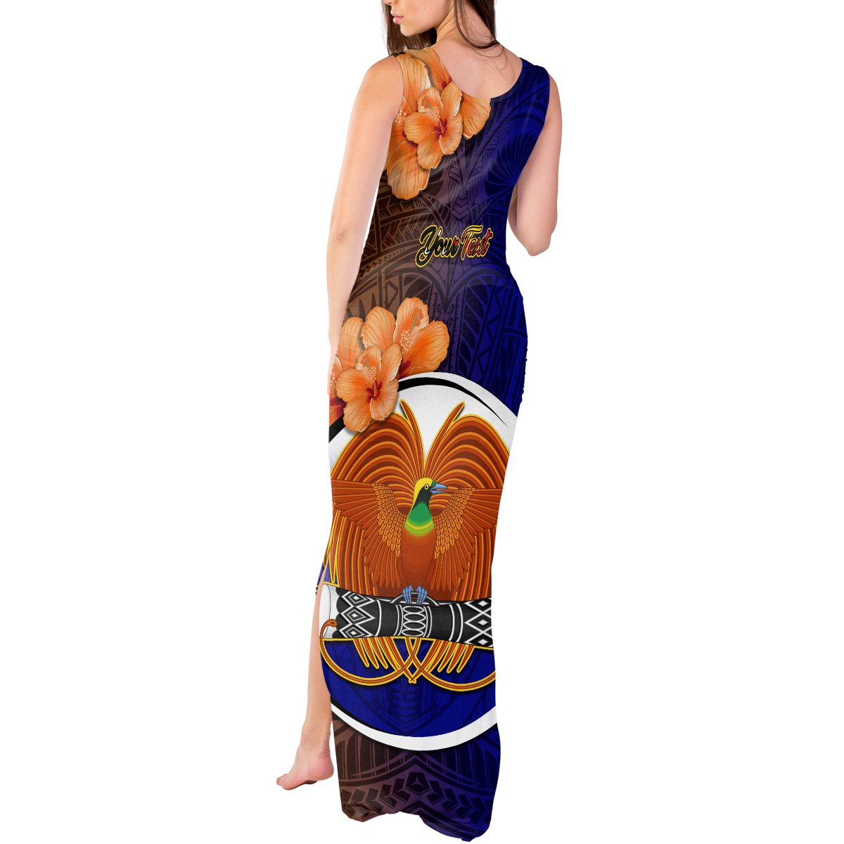 Personalized Papua New Guinea Manus Province Tank Maxi Dress Mix Coat Of Arms Polynesian Pattern LT05 - Polynesian Pride