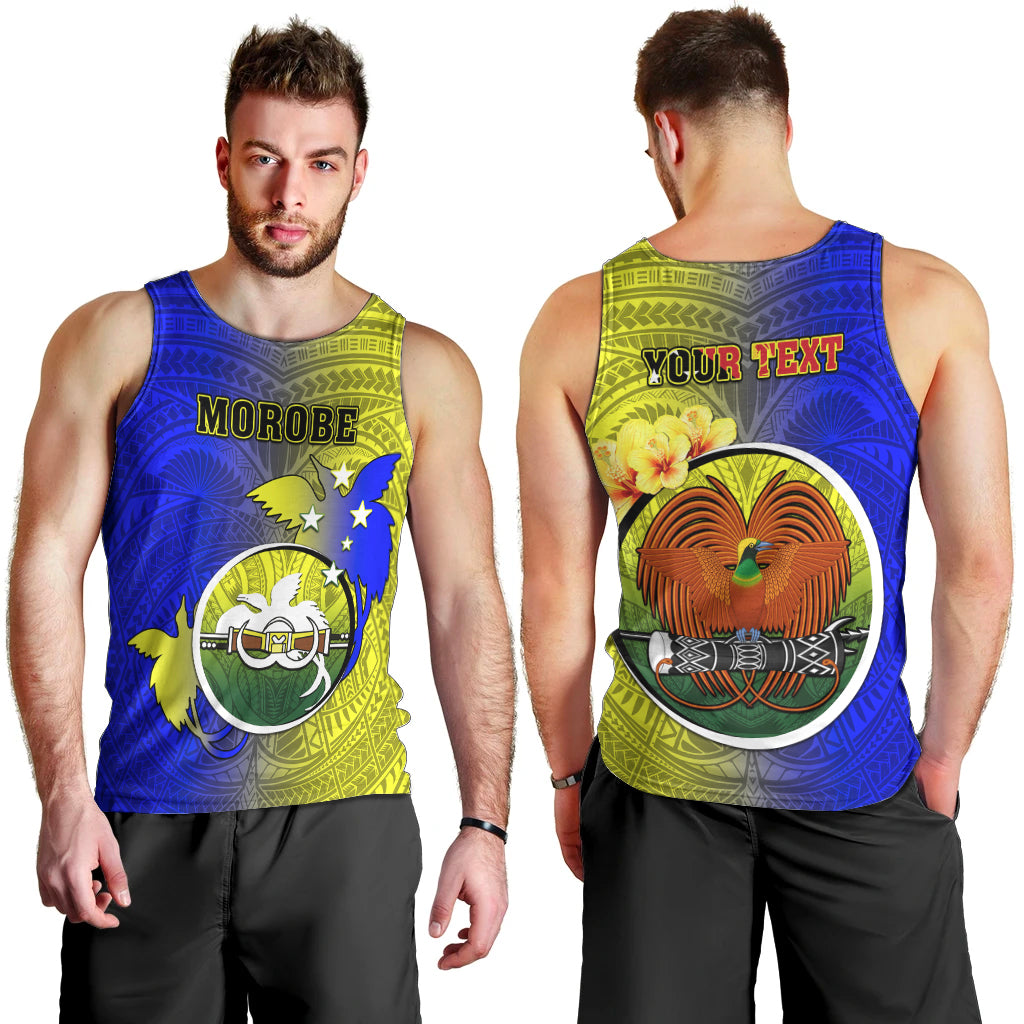 Personalized Papua New Guinea Morobe Province Men Tank Top Mix Coat Of Arms Polynesian Pattern LT05 - Polynesian Pride