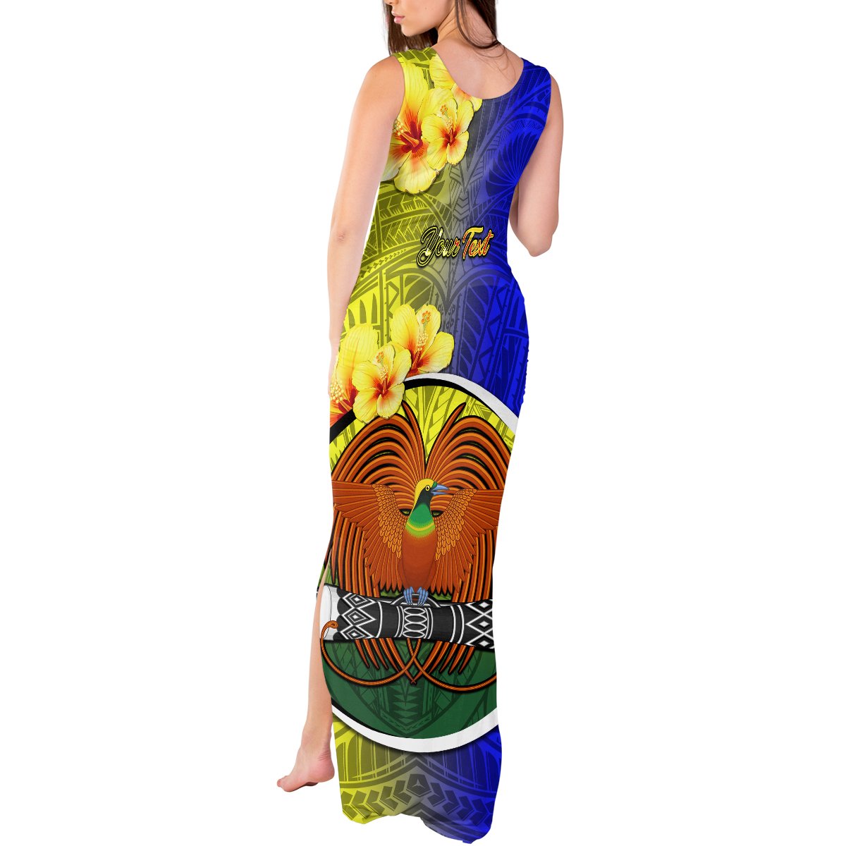 Personalized Papua New Guinea Morobe Province Tank Maxi Dress Mix Coat Of Arms Polynesian Pattern LT05 - Polynesian Pride