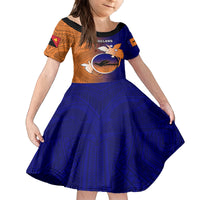 Personalized Papua New Guinea New Ireland Province Family Matching Summer Maxi Dress and Hawaiian Shirt Mix Coat Of Arms Polynesian Pattern LT05 Daughter's Dress Blue - Polynesian Pride