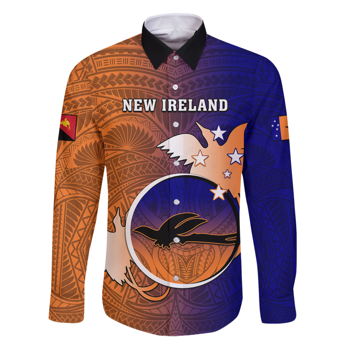 Personalized Papua New Guinea New Ireland Province Family Matching Summer Maxi Dress and Hawaiian Shirt Mix Coat Of Arms Polynesian Pattern LT05 Dad's Shirt - Long Sleeve Blue - Polynesian Pride