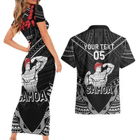 Custom Samoa Wrestling Couples Matching Short Sleeve Bodycon Dress and Hawaiian Shirt Samoan Wrestler Ulafala Style LT05 - Polynesian Pride