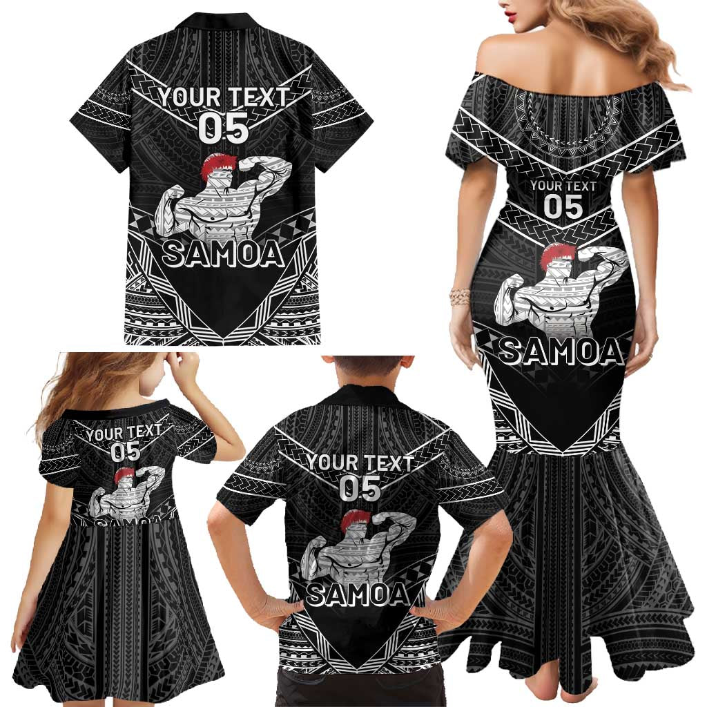 Custom Samoa Wrestling Family Matching Mermaid Dress and Hawaiian Shirt Samoan Wrestler Ulafala Style LT05 - Polynesian Pride