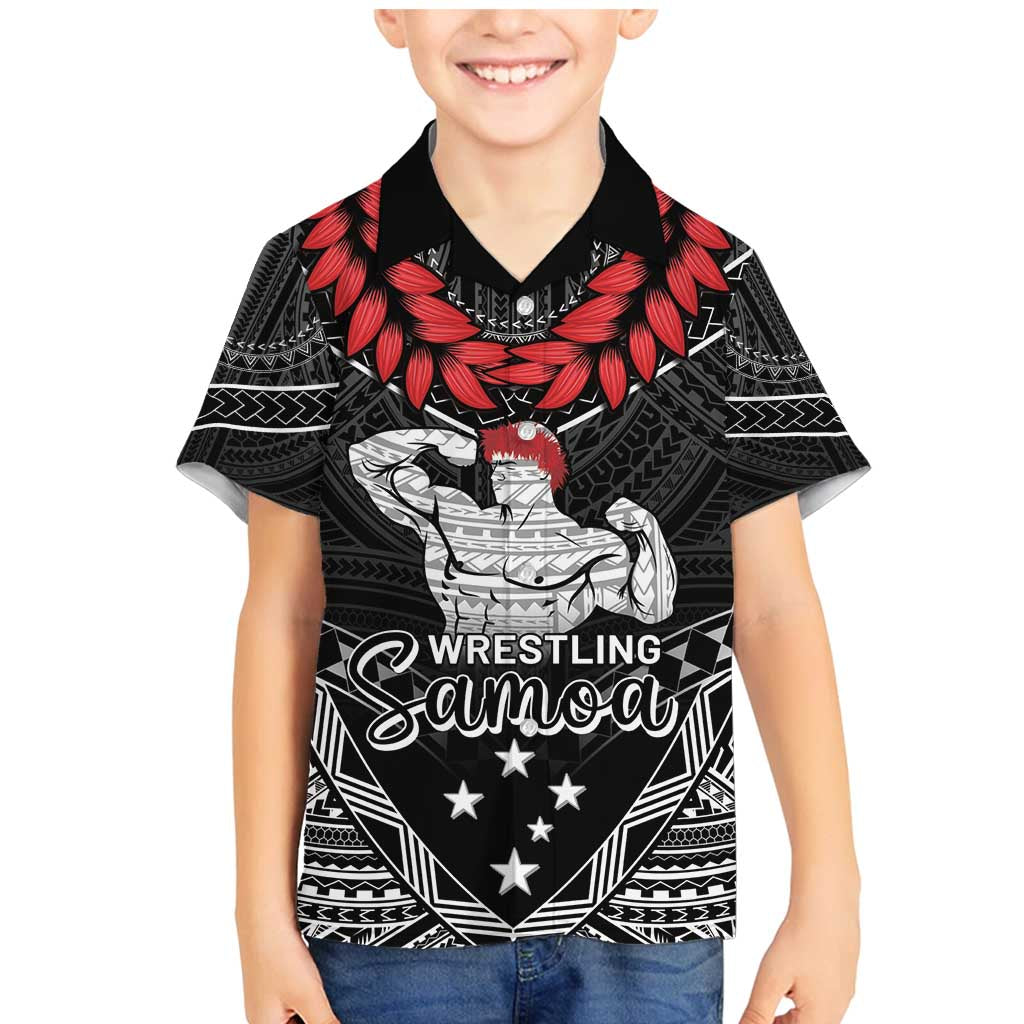Custom Samoa Wrestling Family Matching Mermaid Dress and Hawaiian Shirt Samoan Wrestler Ulafala Style LT05 Son's Shirt Black - Polynesian Pride