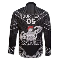 Custom Samoa Wrestling Family Matching Off The Shoulder Long Sleeve Dress and Hawaiian Shirt Samoan Wrestler Ulafala Style LT05 - Polynesian Pride