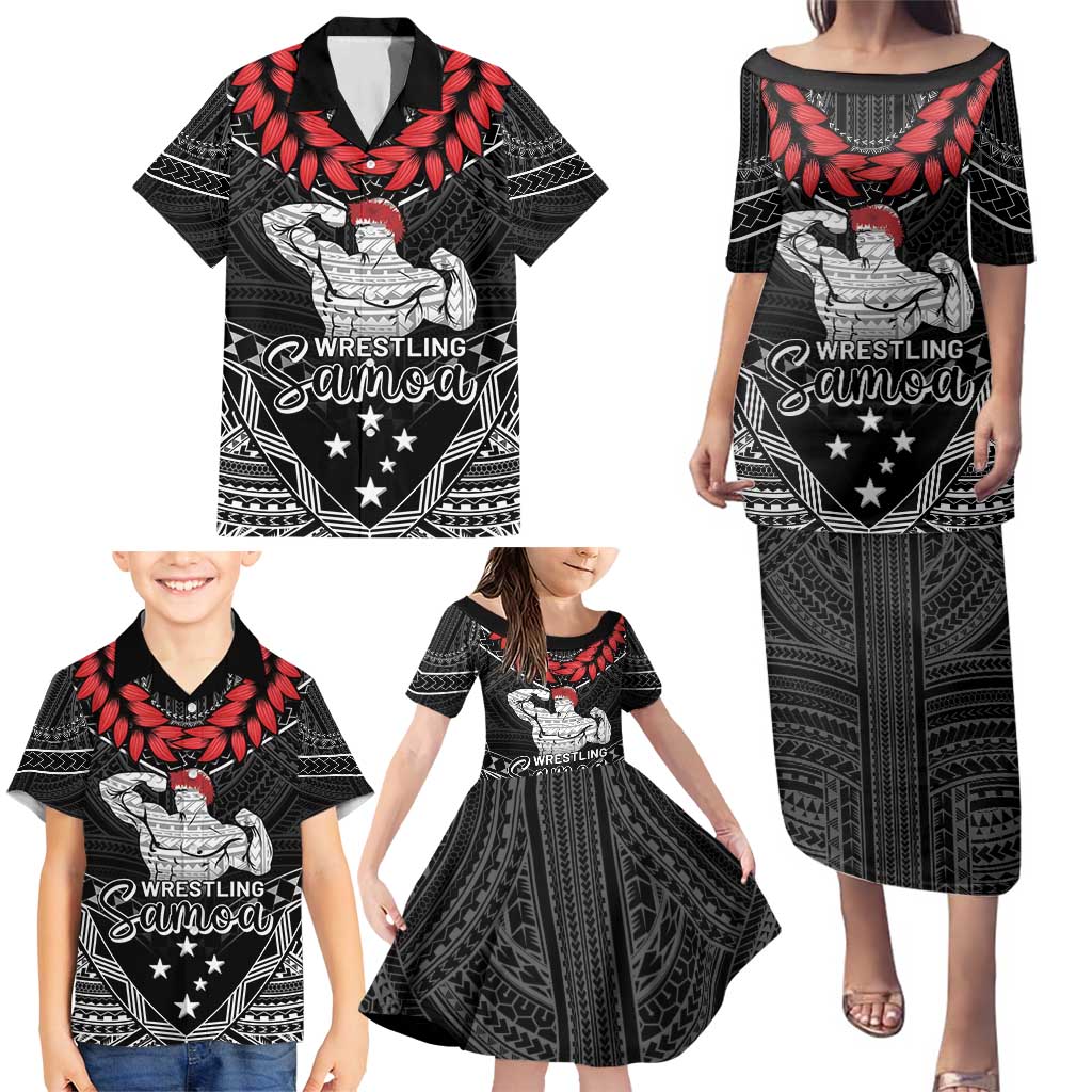 Custom Samoa Wrestling Family Matching Puletasi and Hawaiian Shirt Samoan Wrestler Ulafala Style LT05 - Polynesian Pride