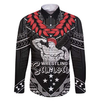 Custom Samoa Wrestling Family Matching Puletasi and Hawaiian Shirt Samoan Wrestler Ulafala Style LT05 Dad's Shirt - Long Sleeve Black - Polynesian Pride