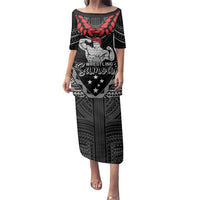 Custom Samoa Wrestling Family Matching Puletasi and Hawaiian Shirt Samoan Wrestler Ulafala Style LT05 Mom's Dress Black - Polynesian Pride