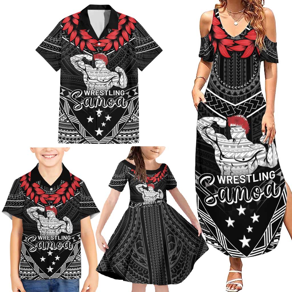 Custom Samoa Wrestling Family Matching Summer Maxi Dress and Hawaiian Shirt Samoan Wrestler Ulafala Style LT05 - Polynesian Pride