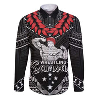 Custom Samoa Wrestling Family Matching Summer Maxi Dress and Hawaiian Shirt Samoan Wrestler Ulafala Style LT05 Dad's Shirt - Long Sleeve Black - Polynesian Pride