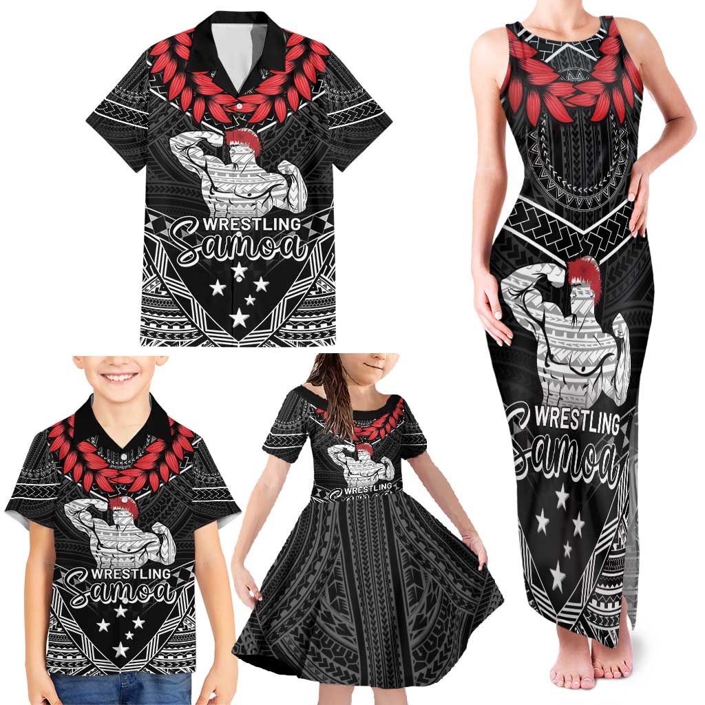 Custom Samoa Wrestling Family Matching Tank Maxi Dress and Hawaiian Shirt Samoan Wrestler Ulafala Style LT05 - Polynesian Pride