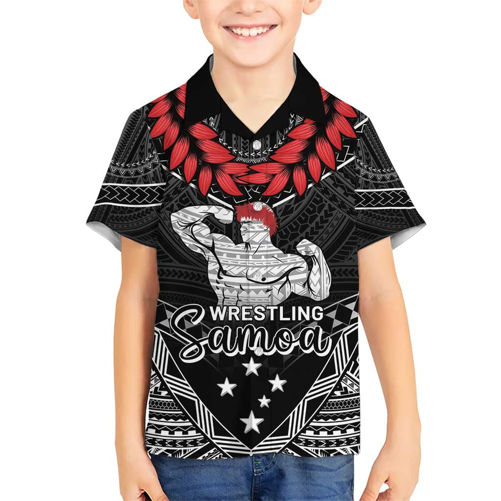 Custom Samoa Wrestling Kid Hawaiian Shirt Samoan Wrestler Ulafala Style LT05 Kid Black - Polynesian Pride