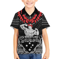 Custom Samoa Wrestling Kid Hawaiian Shirt Samoan Wrestler Ulafala Style LT05 Kid Black - Polynesian Pride