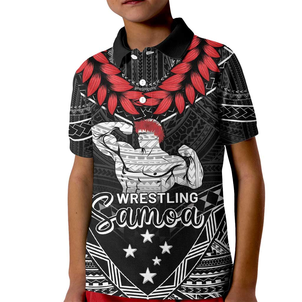 Custom Samoa Wrestling Kid Polo Shirt Samoan Wrestler Ulafala Style LT05 Kid Black - Polynesian Pride