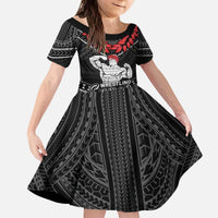 Custom Samoa Wrestling Kid Short Sleeve Dress Samoan Wrestler Ulafala Style LT05 KID Black - Polynesian Pride