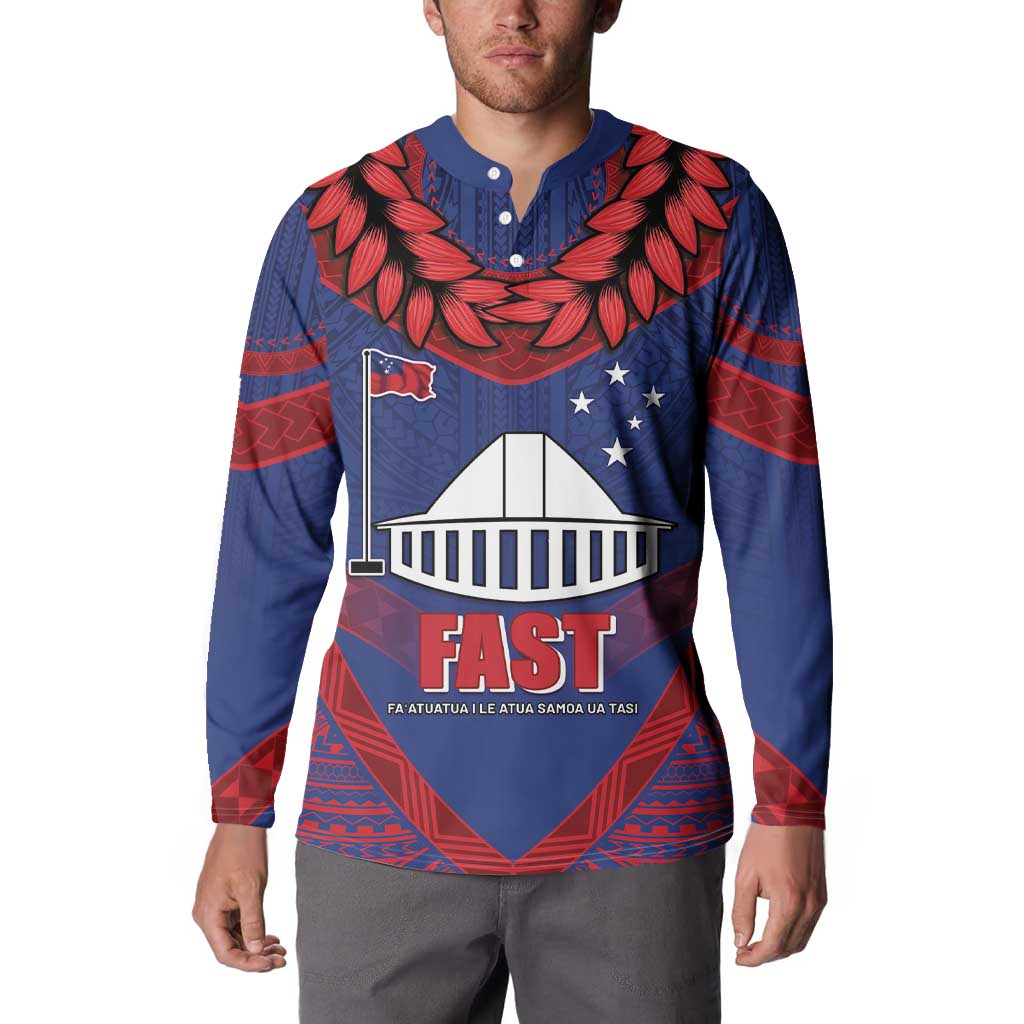Personalised FAST Party Samoa Button Sweatshirt Samoan Coat Of Arms Ulafala Style LT05 - Polynesian Pride
