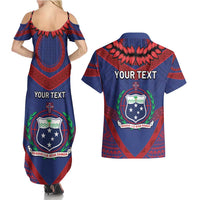 Personalised FAST Party Samoa Couples Matching Summer Maxi Dress and Hawaiian Shirt Samoan Coat Of Arms Ulafala Style LT05 - Polynesian Pride