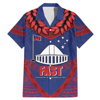 Personalised FAST Party Samoa Family Matching Mermaid Dress and Hawaiian Shirt Samoan Coat Of Arms Ulafala Style LT05 Dad's Shirt - Short Sleeve Blue - Polynesian Pride