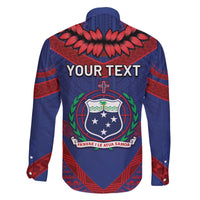 Personalised FAST Party Samoa Family Matching Off The Shoulder Long Sleeve Dress and Hawaiian Shirt Samoan Coat Of Arms Ulafala Style LT05 - Polynesian Pride