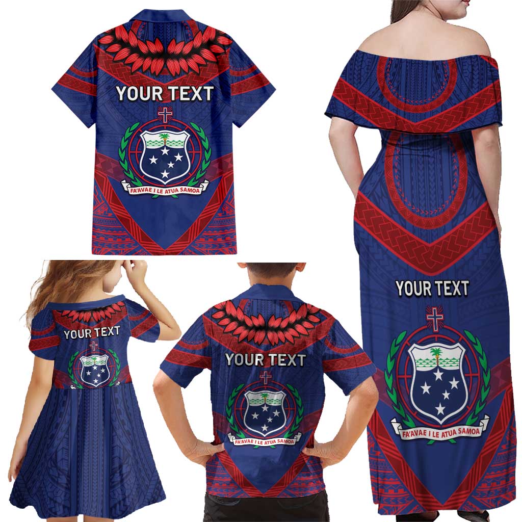 Personalised FAST Party Samoa Family Matching Off Shoulder Maxi Dress and Hawaiian Shirt Samoan Coat Of Arms Ulafala Style LT05 - Polynesian Pride