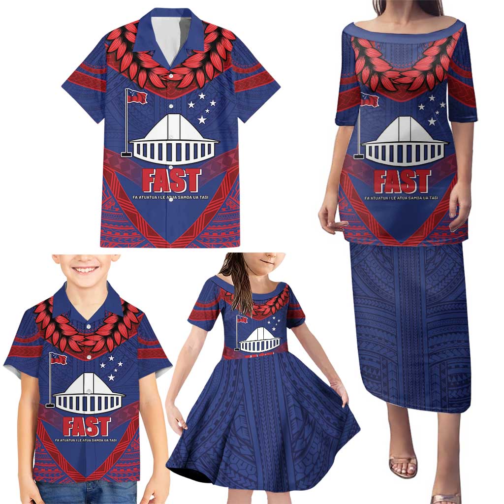 Personalised FAST Party Samoa Family Matching Puletasi and Hawaiian Shirt Samoan Coat Of Arms Ulafala Style LT05 - Polynesian Pride