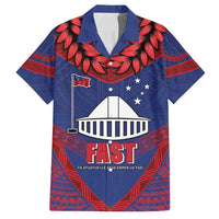 Personalised FAST Party Samoa Family Matching Tank Maxi Dress and Hawaiian Shirt Samoan Coat Of Arms Ulafala Style LT05 Dad's Shirt - Short Sleeve Blue - Polynesian Pride