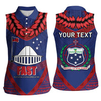 Personalised FAST Party Samoa Women Sleeveless Polo Shirt Samoan Coat Of Arms Ulafala Style LT05 - Polynesian Pride