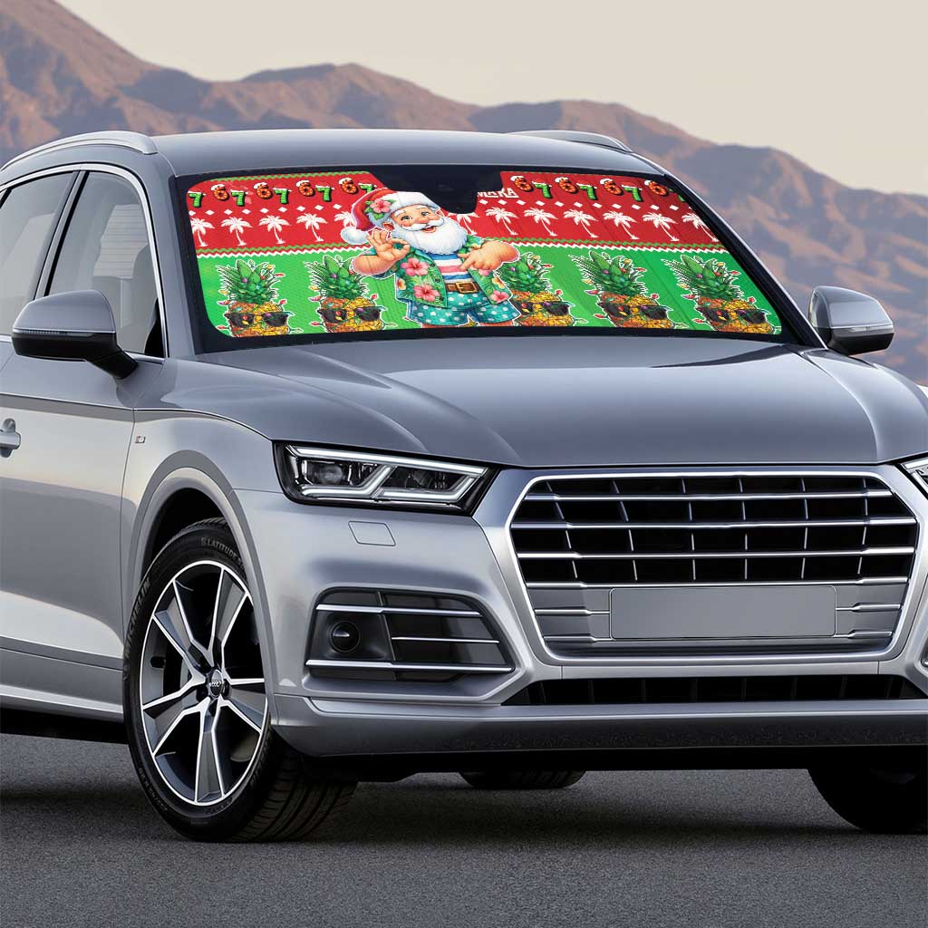 Mele Kalikimaka Hawaii Christmas Auto Sun Shade Funny Santa 67 Gen Alpha Slang - Polynesian Pride
