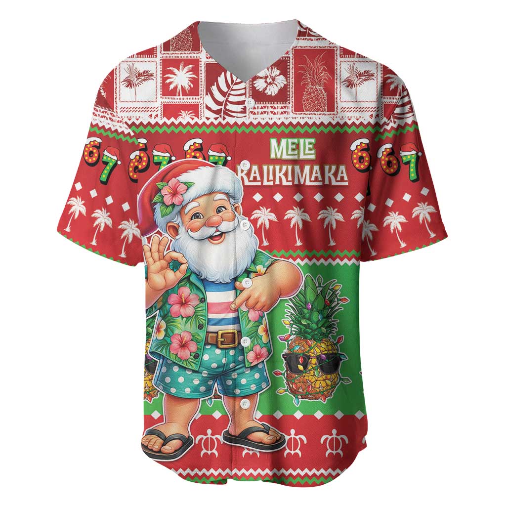 Mele Kalikimaka Hawaii Christmas Baseball Jersey Funny Santa 67 Gen Alpha Slang LT05 Red - Polynesian Pride