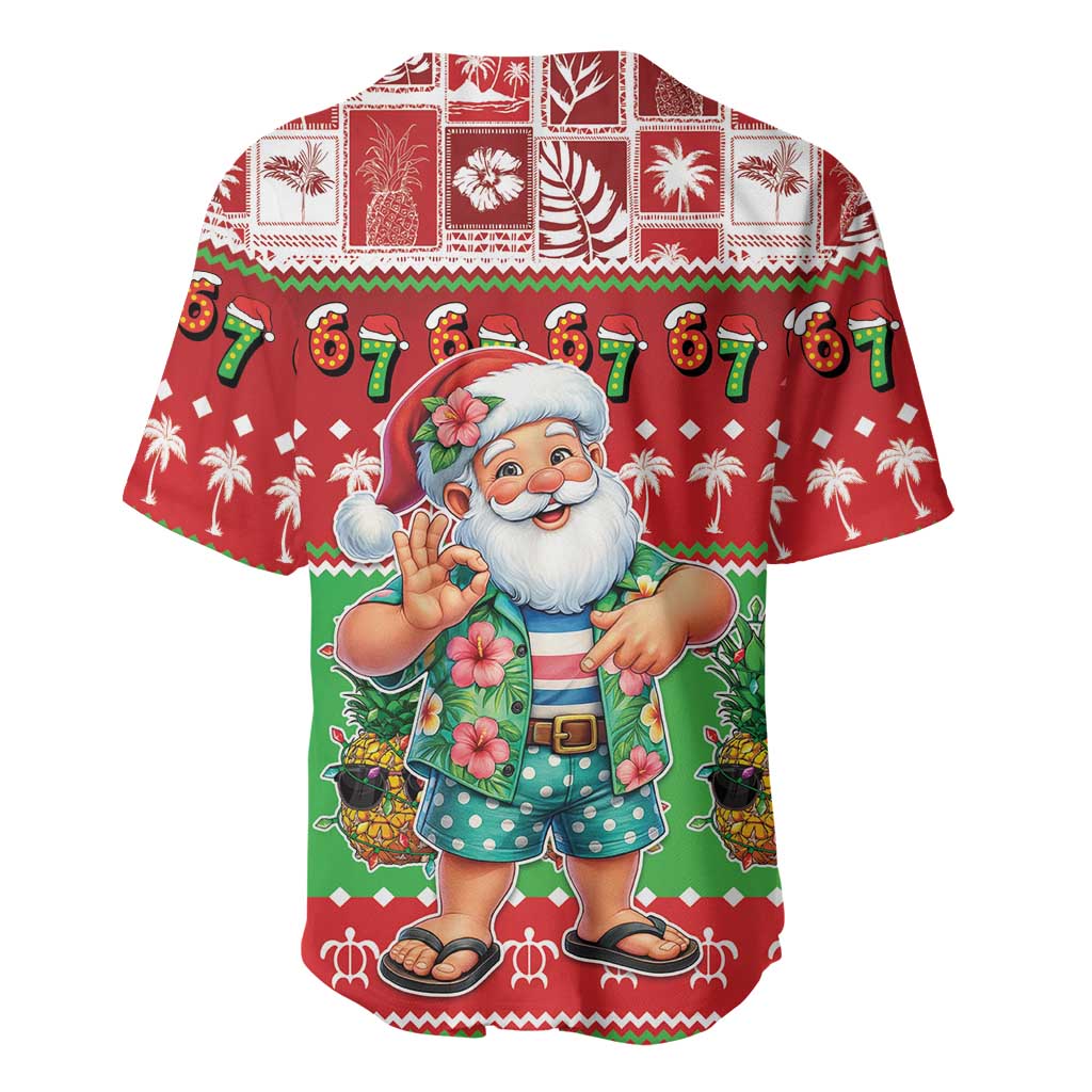 Mele Kalikimaka Hawaii Christmas Baseball Jersey Funny Santa 67 Gen Alpha Slang LT05 - Polynesian Pride