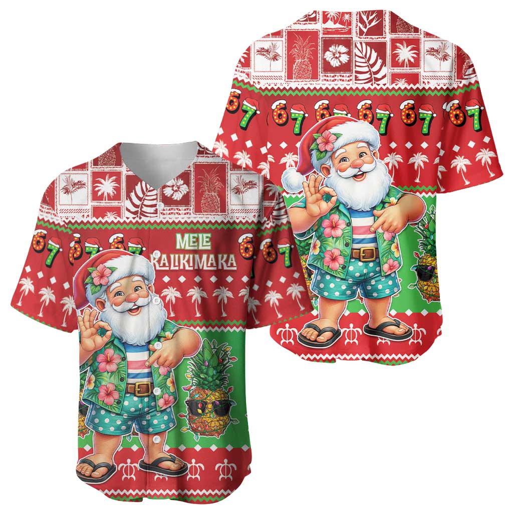 Mele Kalikimaka Hawaii Christmas Baseball Jersey Funny Santa 67 Gen Alpha Slang LT05 - Polynesian Pride
