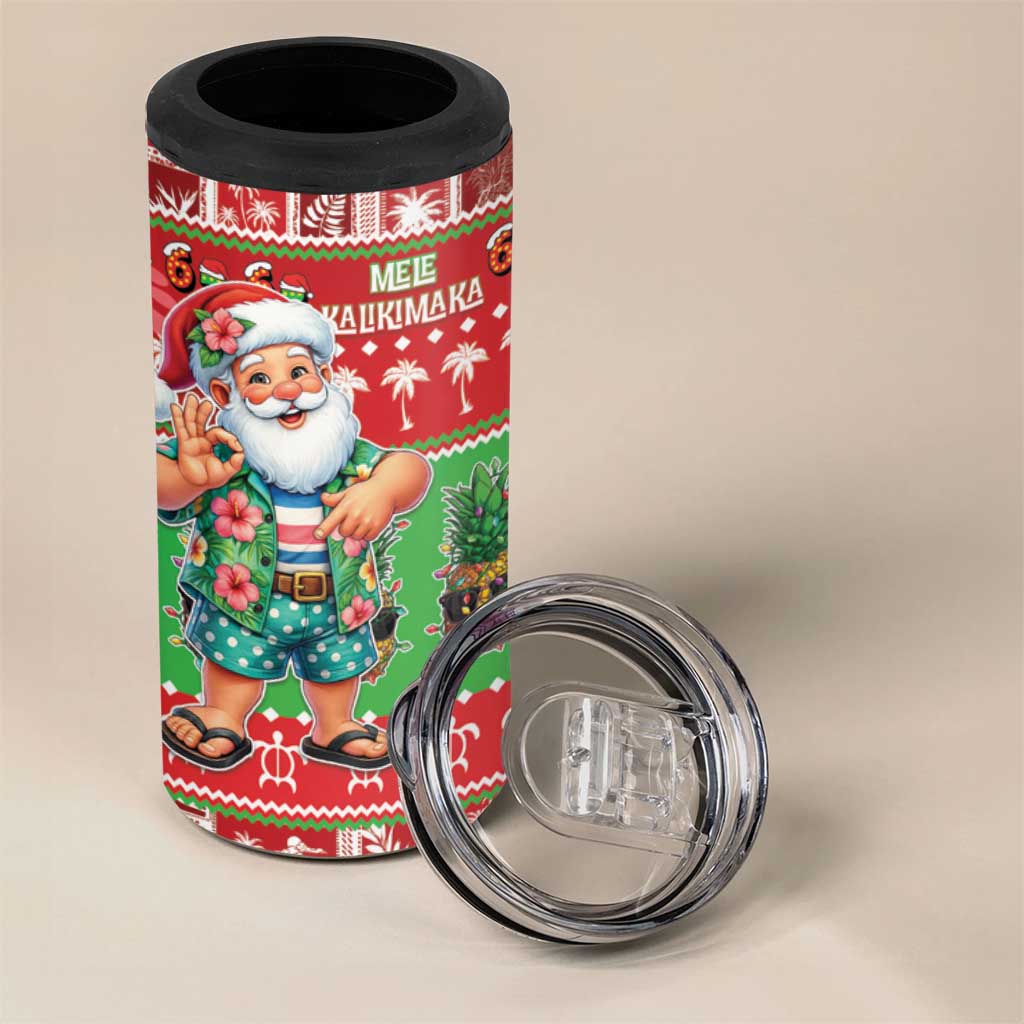 Mele Kalikimaka Hawaii Christmas 4 in 1 Can Cooler Tumbler Funny Santa 67 Gen Alpha Slang LT05 - Polynesian Pride