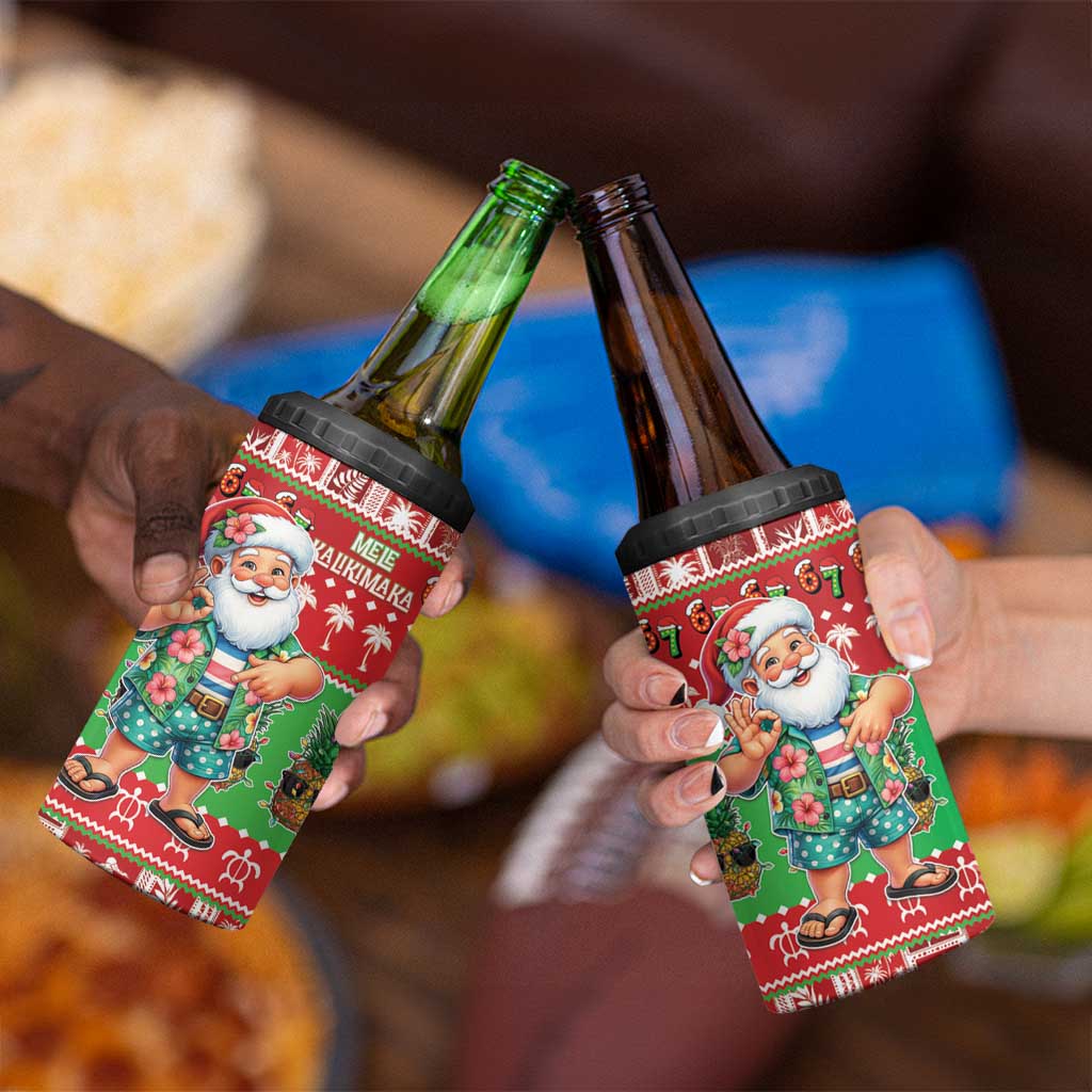 Mele Kalikimaka Hawaii Christmas 4 in 1 Can Cooler Tumbler Funny Santa 67 Gen Alpha Slang LT05 - Polynesian Pride