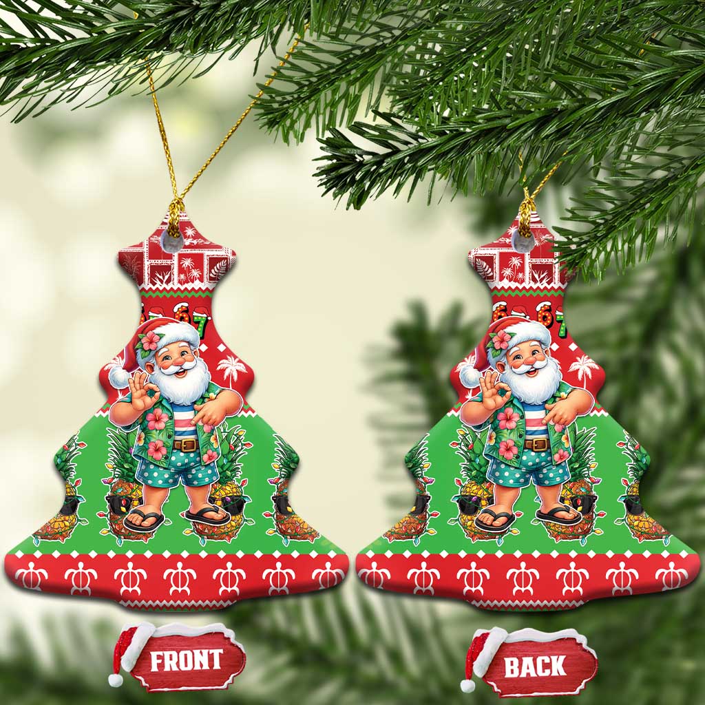 Mele Kalikimaka Hawaii Christmas Ceramic Ornament Funny Santa 67 Gen Alpha Slang - Polynesian Pride