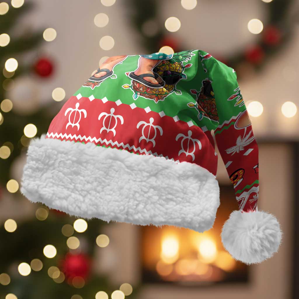Mele Kalikimaka Hawaii Christmas Santa Hat Funny Santa 67 Gen Alpha Slang LT05 With Fur Red - Polynesian Pride