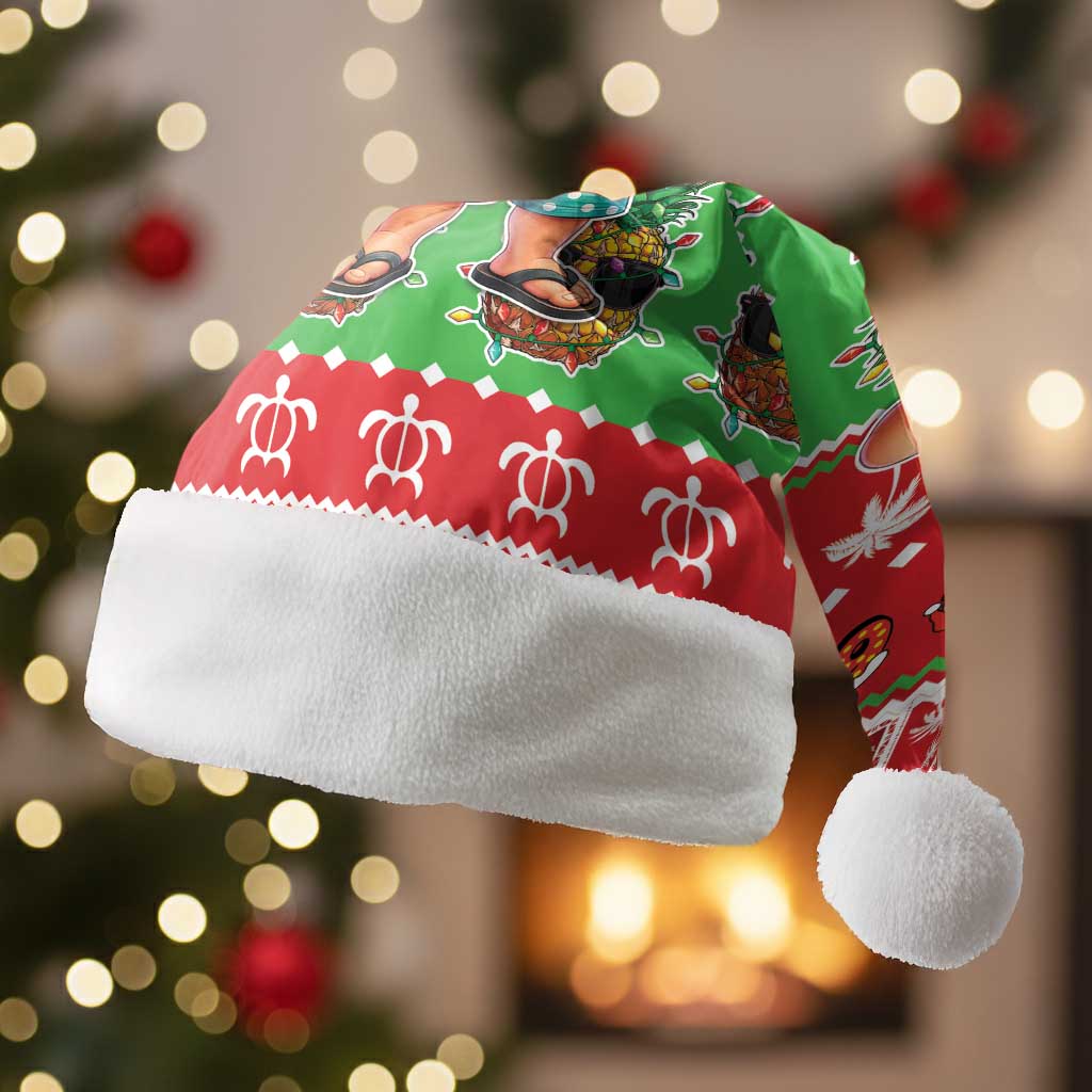 Mele Kalikimaka Hawaii Christmas Santa Hat Funny Santa 67 Gen Alpha Slang LT05 Without Fur Red - Polynesian Pride