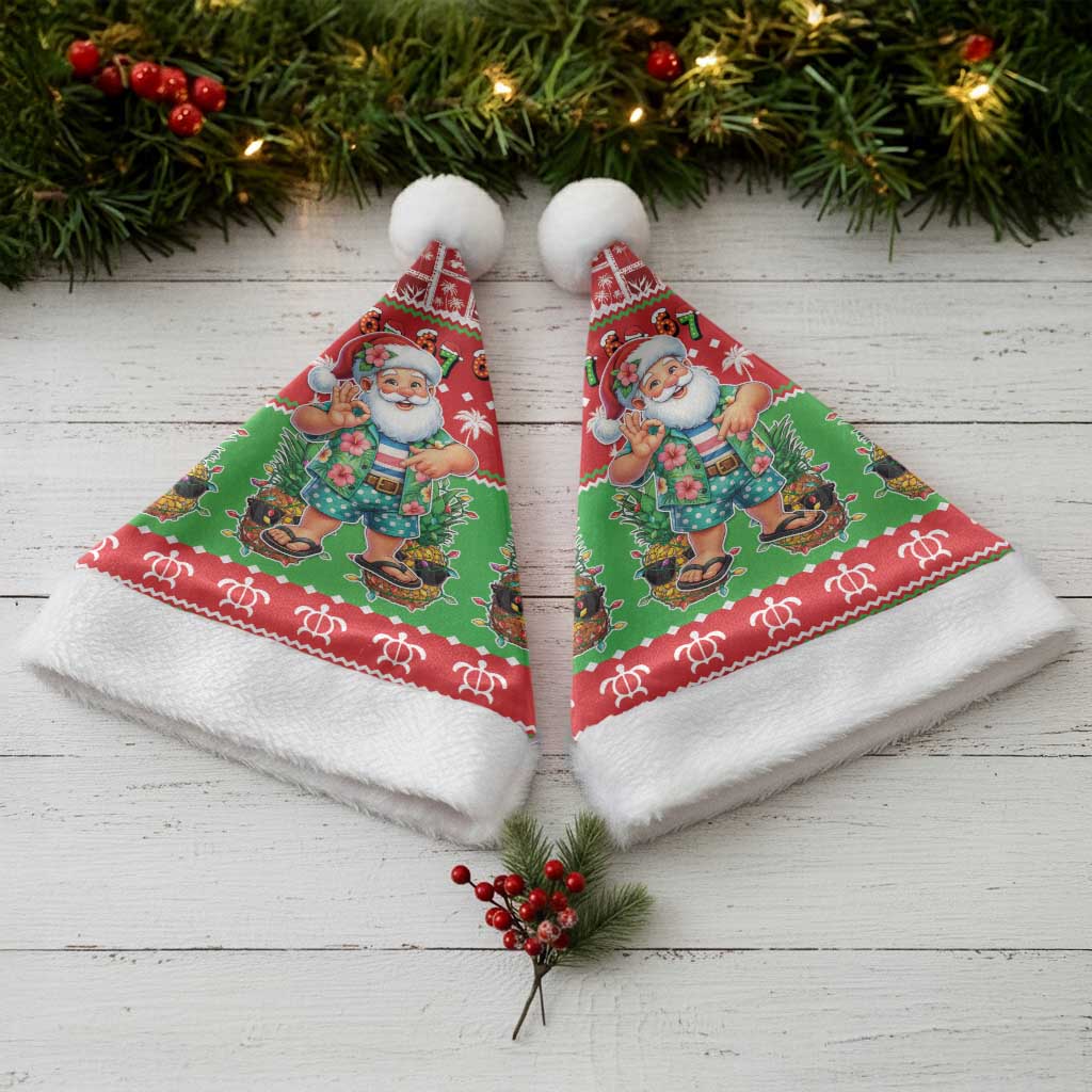 Mele Kalikimaka Hawaii Christmas Santa Hat Funny Santa 67 Gen Alpha Slang LT05 - Polynesian Pride