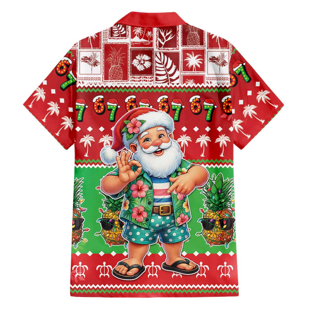 Mele Kalikimaka Hawaii Christmas Family Matching Long Sleeve Bodycon Dress and Hawaiian Shirt Funny Santa 67 Gen Alpha Slang LT05 - Polynesian Pride