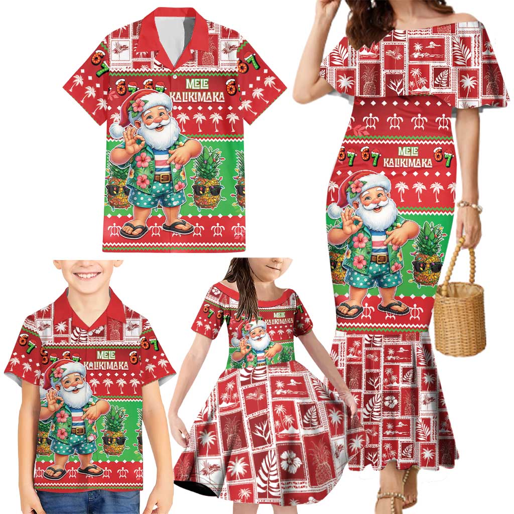 Mele Kalikimaka Hawaii Christmas Family Matching Mermaid Dress and Hawaiian Shirt Funny Santa 67 Gen Alpha Slang LT05 - Polynesian Pride