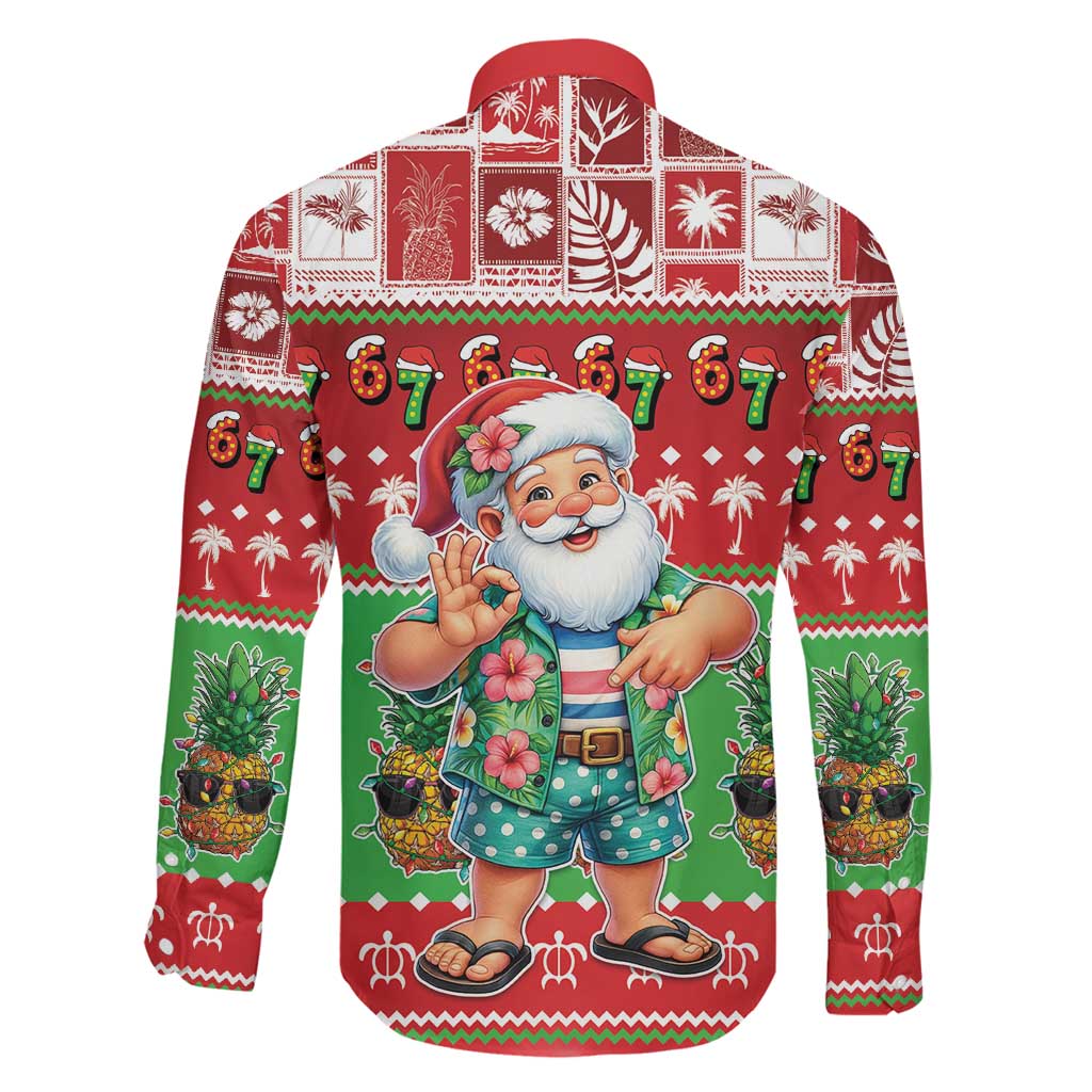 Mele Kalikimaka Hawaii Christmas Family Matching Off Shoulder Short Dress and Hawaiian Shirt Funny Santa 67 Gen Alpha Slang LT05 - Polynesian Pride
