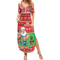 Mele Kalikimaka Hawaii Christmas Family Matching Summer Maxi Dress and Hawaiian Shirt Funny Santa 67 Gen Alpha Slang LT05 Mom's Dress Red - Polynesian Pride