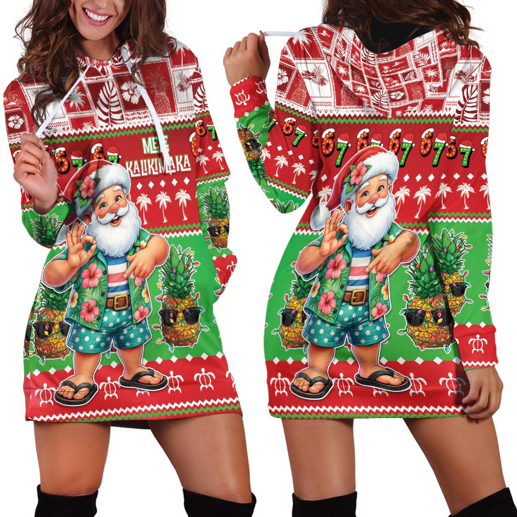 Mele Kalikimaka Hawaii Christmas Hoodie Dress Funny Santa 67 Gen Alpha Slang LT05 - Polynesian Pride