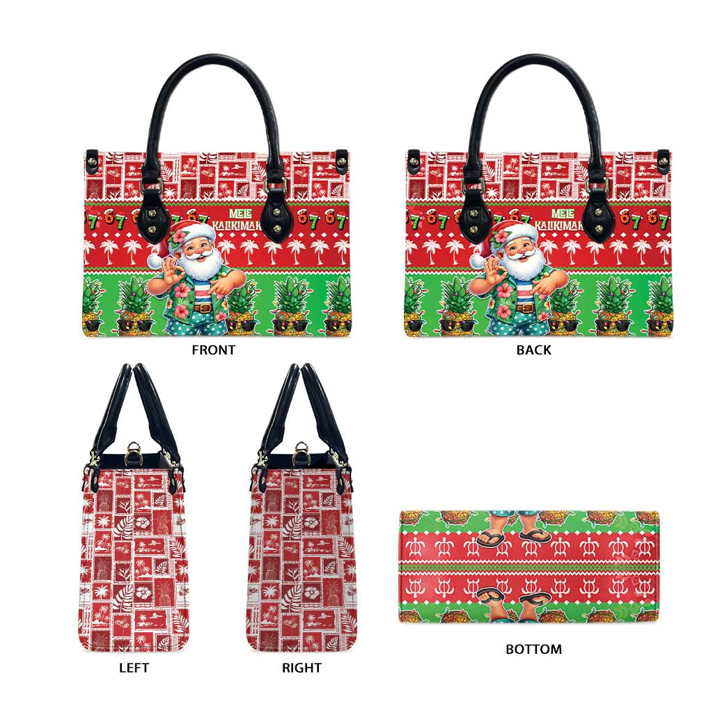 Mele Kalikimaka Hawaii Christmas Leather Bag Funny Santa 67 Gen Alpha Slang - Polynesian Pride