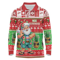 Mele Kalikimaka Hawaii Christmas Long Sleeve Polo Shirt Funny Santa 67 Gen Alpha Slang LT05 Red - Polynesian Pride